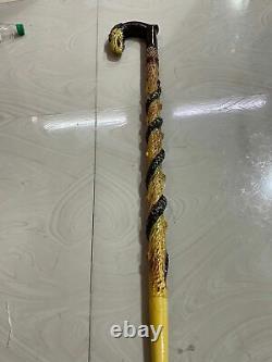 Handmade Wooden Cane Walking Stick Eagle With Snack Christmas/Father Day Gift