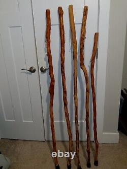 Handmade Wooden Hiking/Walking Sticks Solid Wood/ UPick From 5 Different Sticks