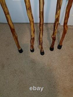Handmade Wooden Hiking/Walking Sticks Solid Wood/ UPick From 5 Different Sticks