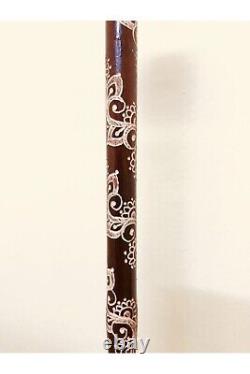 Handwork Wand Brown Walking Stick, Special Handmade Wooden Carved Cane Gift