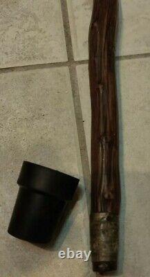 Hard natural petrified Wooden Knob rustic THICK CANE walking stick 33 3/4 wood