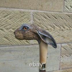 Hare Head Handle Cane Wooden Walking Stick Hand Painted Rabbit Walking Cane Gift