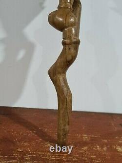 Heavily Carved Nyami Nyami African Wooden Walking Stick
