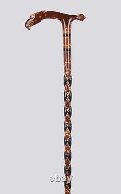 High Quality Embroidered Eagle-headed Walking Stick, Hand-carved Wooden Cane