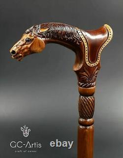 Horse Head Hand Carved Walking Cane Unique Designer Walking Stick Crafted Wooden