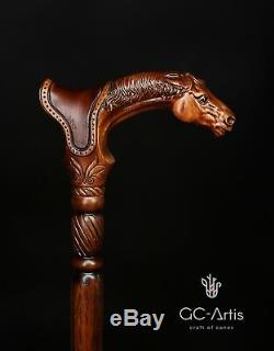Horse Walking Cane Wooden Walking stick animal handle classic men accessory