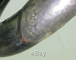 LATE 1800s ENGLISH STERLING SILVER CAPPED HANDLE WOODEN LACQUERED WALKING STICK