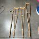 Lot 4 Pc Vintage Antique Crutches Cane Walking Medical Hospital Wooden Stick 40