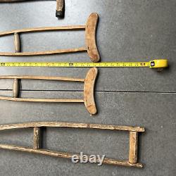 LOT 4 PC Vintage antique crutches cane walking medical hospital wooden stick 40