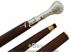 LOT OF 10 P Silver Brass Handle Walking Stick Wooden Walking Stick Vintage Gift
