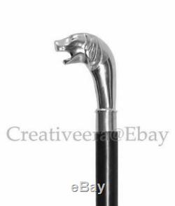 LOT OF 10 PCS NEW Silver Brass Dog Handle Walking Cane Black Wooden Stick Gift