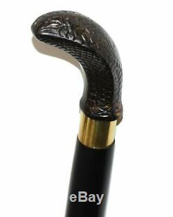 LOT OF 10 PCS Vintage Cobra Snake Brass Handle Cane Antique Wooden Walking Stick