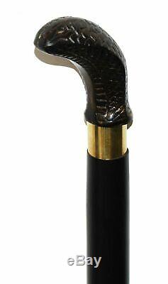 LOT OF 10 PCS Vintage Cobra Snake Brass Handle Cane Antique Wooden Walking Stick