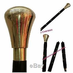 LOT OF 5 PCS Antique Style Full Brass Handle Wooden Walking Stick Cane