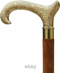 LOT OF 5 PCS Brass Designer Handle Wooden Handmade Walking Cane Stick