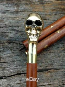 LOT OF 5 PCS Skull design handmade Handle Antique Style Wooden Walking Stick GIF
