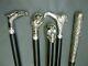 Lot Of 5 Pcs Victorian Brass Silver Handle Wooden Walking Stick Antique Cane New