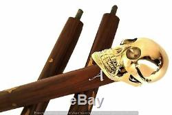 LOT OF 5 Solid Brass Skull Design Handle Antique Style Wooden Walking Stick gift