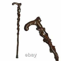 LPY-GZ-090 Wooden Carved Comfortable Handle Sticks Retro Walking Cane for