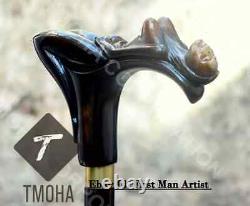 Lady Head Handle Walking Stick Wooden Hand Carved Walking Cane X Mass GiftA