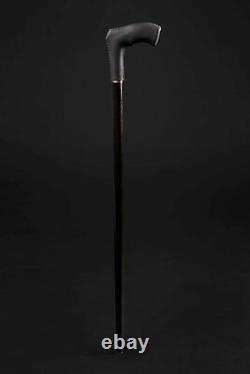 Leather Covered Black Walking Stick Derby Wooden Cane for Gift Hiking Baston