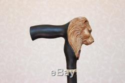 Leo Wooden cane Walking stick Lion Carved Handle Zodiac Leo gift Hiking NW53