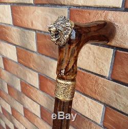 Lion Cane Walking Stick Wooden BURL Handmade Men's Accessories Cane