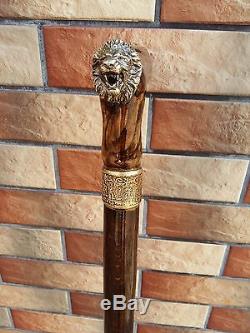 Lion Cane Walking Stick Wooden BURL Handmade Men's Accessories Cane 33-37 inch