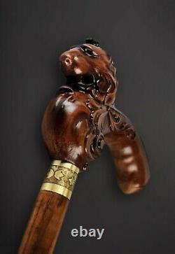 Lion Walking Stick, Exclusive Wooden Cane, Hand Carved Hiking Stick, Handmade