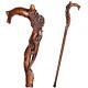 Lizard Flower Wooden Walking Stick Cane Hand Crafted Carved For Women Ladies D