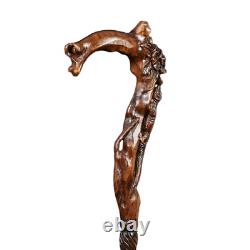 Lizard Flower Wooden Walking Stick Cane Hand Crafted Carved for women Ladies D