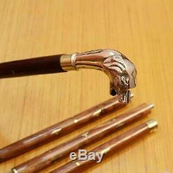 Lot Of 10 Pcs Vintage Dog Brass Handle Cane Antique Wooden Walking Stick Gift