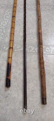 Lot Of 3 Antique Wooden Estate Canes Walking Sticks