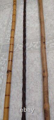 Lot Of 3 Antique Wooden Estate Canes Walking Sticks