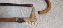 Lot Of 3 Antique Wooden Estate Canes Walking Sticks