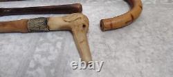 Lot Of 3 Antique Wooden Estate Canes Walking Sticks