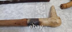 Lot Of 3 Antique Wooden Estate Canes Walking Sticks