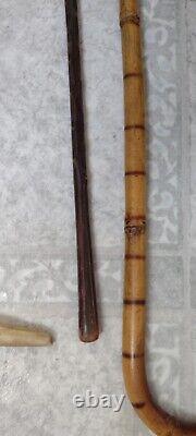 Lot Of 3 Antique Wooden Estate Canes Walking Sticks