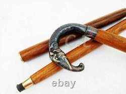 Lot Of 5 Brass Elephant Handle For Wooden Walking Sticks/Canes