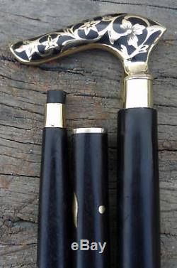 Lot Of 5 Brass Walking Stick Victorian Handle Halloween Wooden Vintage Cane Gift