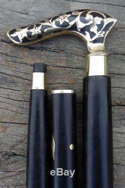 Lot Of 5 Brass Walking Stick Victorian Handle Wooden Vintage Walking Cane Style