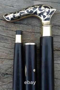 Lot Of 5 Brass Walking Stick Victorian Handle Wooden Vintage Walking Cane Style