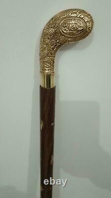 Lot Of 6 Pieces Designer Head Brass Handle walking Stick leather wooden Cane New