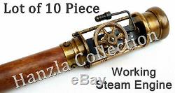 Lot of 10 Pieces Vintage Working Steam Engine Model Wooden Walking Cane Stick
