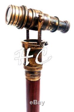 Lot of 10 Wooden Nautical Walking Stick Brass Telescope Cane With Compass Top