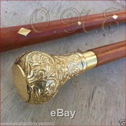 Lot of 5 Brass Royal Design Style Cane Wooden Walking Stick Vintage Walkers Gift