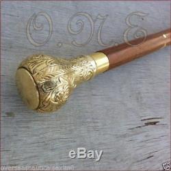 Lot of 5 Brass Royal Design Style Cane Wooden Walking Stick Vintage Walkers Gift
