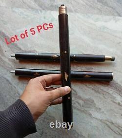 Lot of 5 PCs 3 Fold Black Wooden Walking Stick Cane For Head Handle Only Shaft