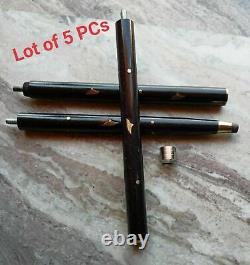 Lot of 5 PCs 3 Fold Black Wooden Walking Stick Cane For Head Handle Only Shaft