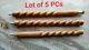 Lot Of 5 Pcs 3 Fold Brown Wooden Rope Spiral Walking Stick Cane For Head Handle